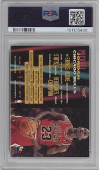 Michael Jordan from the 1993-94 Topps Stadium Club set graded by PSA and given an overall grade of 7.