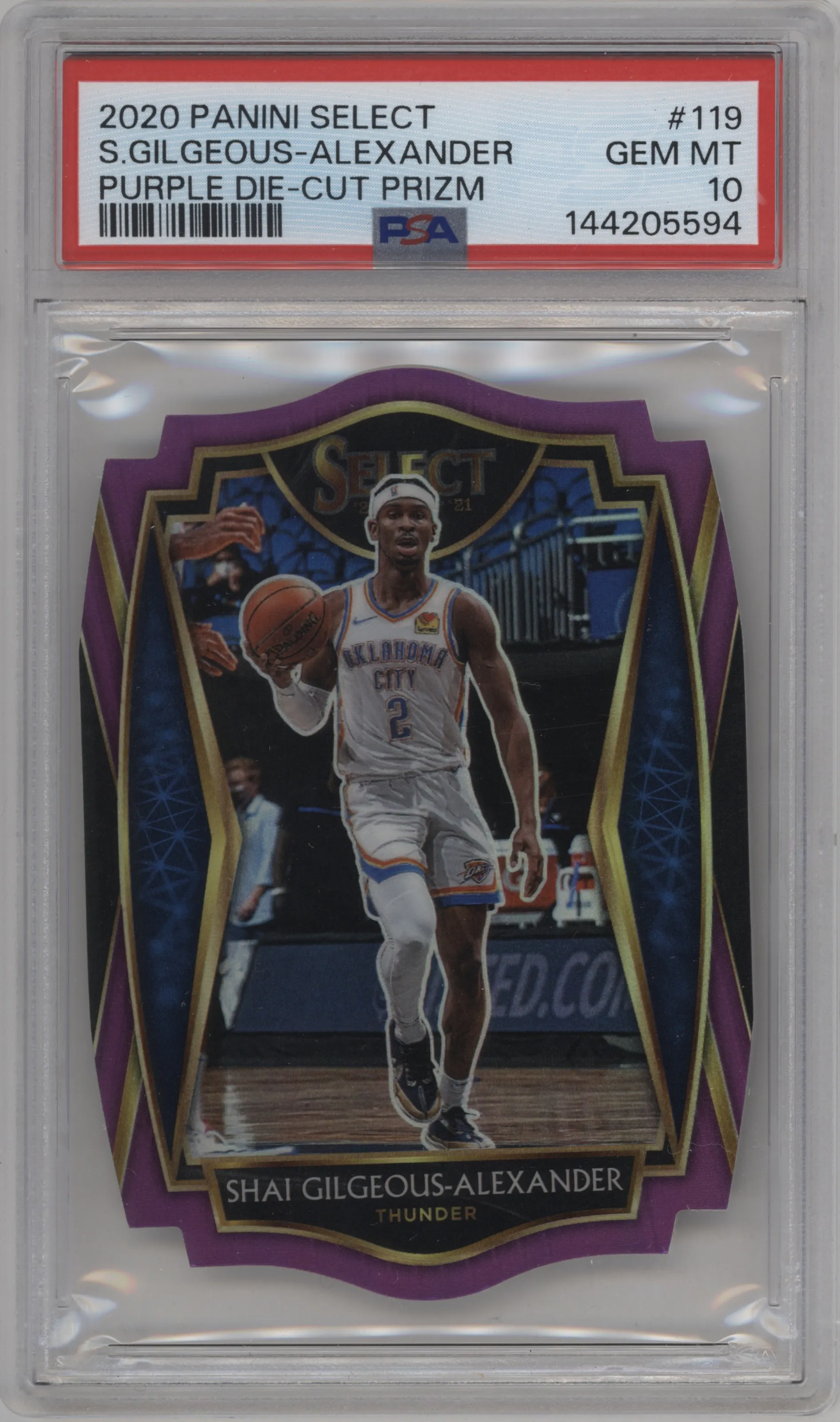 2020 Panini Select Pre.Lvl. Shai Gilgeous-Alexander Die-Cut Purple #119 PSA 10