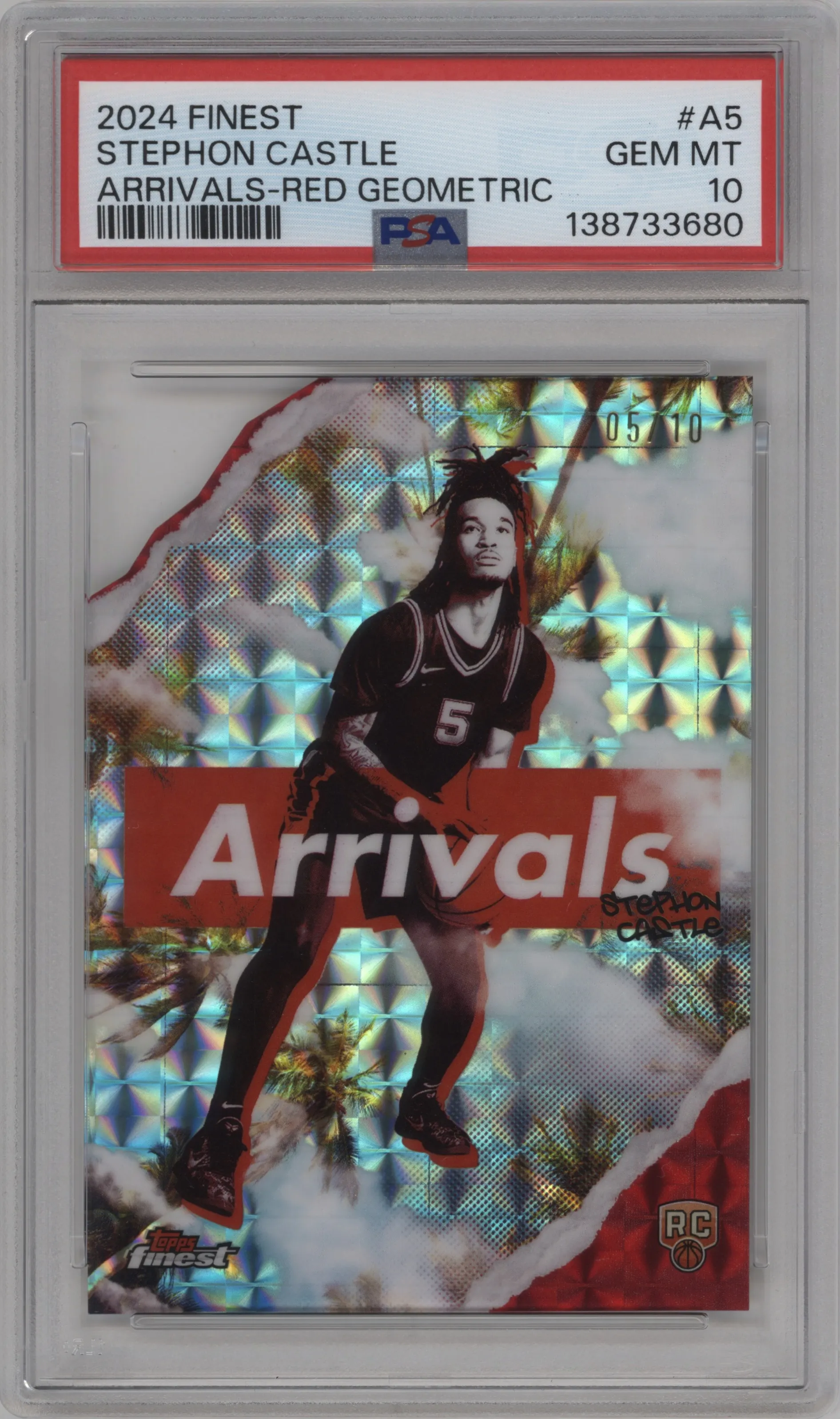 2024 Topps Finest Arrivals Stephon Castle Red Geometric #A-5 PSA 10