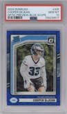Cooper DeJean from the 2024 Donruss set featuring a Blue Scope parallel graded by PSA and given an overall grade of 10.