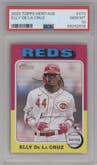 Elly De La Cruz from the 2024 Topps Heritage set graded by PSA and given an overall grade of 10.