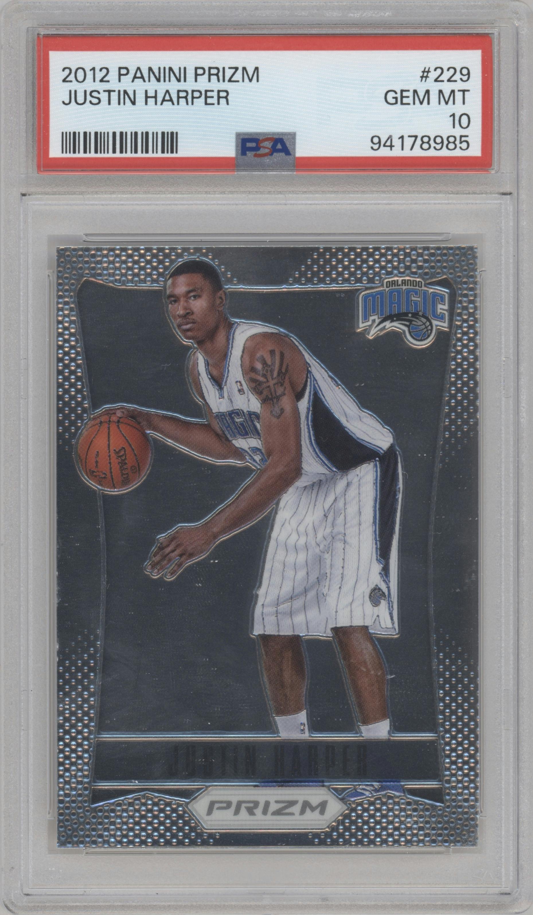 Justin Harper from the 2012-13 Panini Prizm set graded by PSA and given an overall grade of 10.