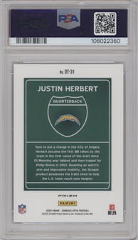 Justin Herbert from the 2020 Panini Donruss Optic set graded by PSA and given an overall grade of 9.