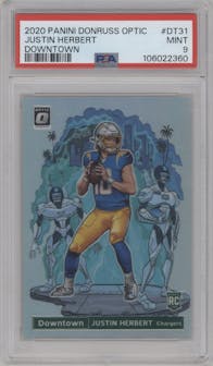 Justin Herbert from the 2020 Panini Donruss Optic set graded by PSA and given an overall grade of 9.