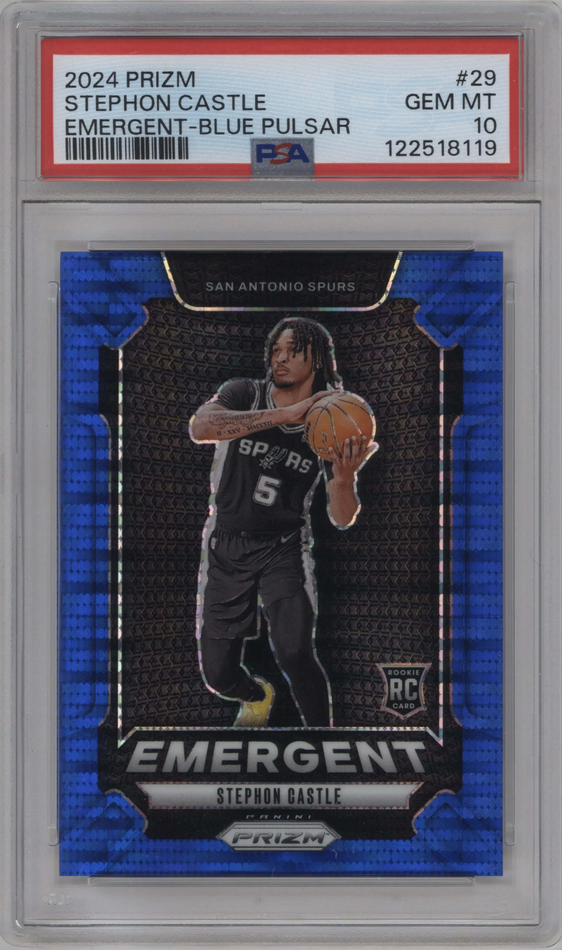 2024 Panini Prizm Emergent Stephon Castle Blue Pulsar #29 PSA 10