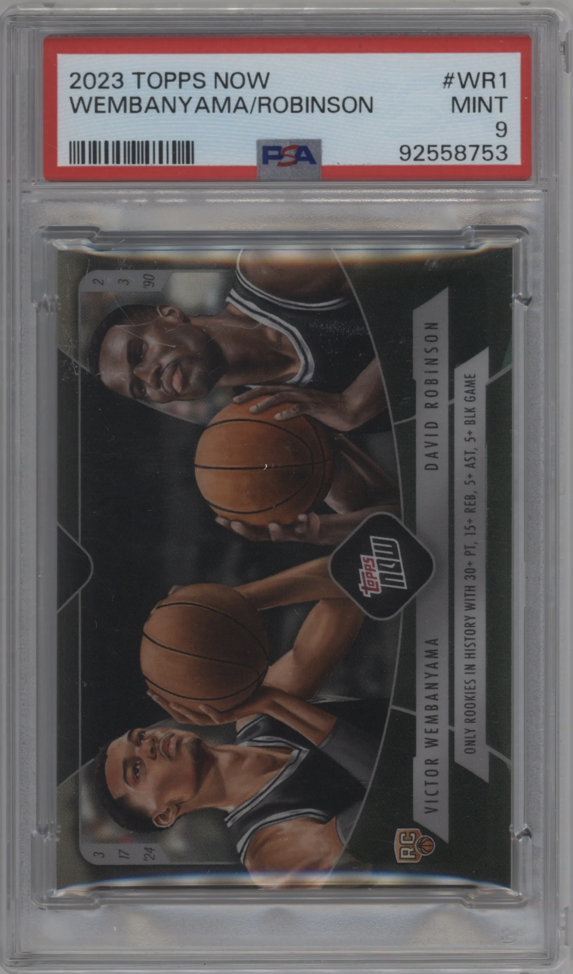 2023 Topps Now Victor Wembanyama/David Robinson #WR-1 PSA 9