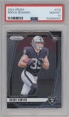 Brock Bowers from the 2024 Panini Prizm set graded by PSA and given an overall grade of 10.