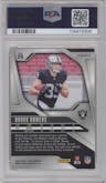Brock Bowers from the 2024 Panini Prizm set featuring a Lazer Prizm parallel graded by PSA and given an overall grade of 10.