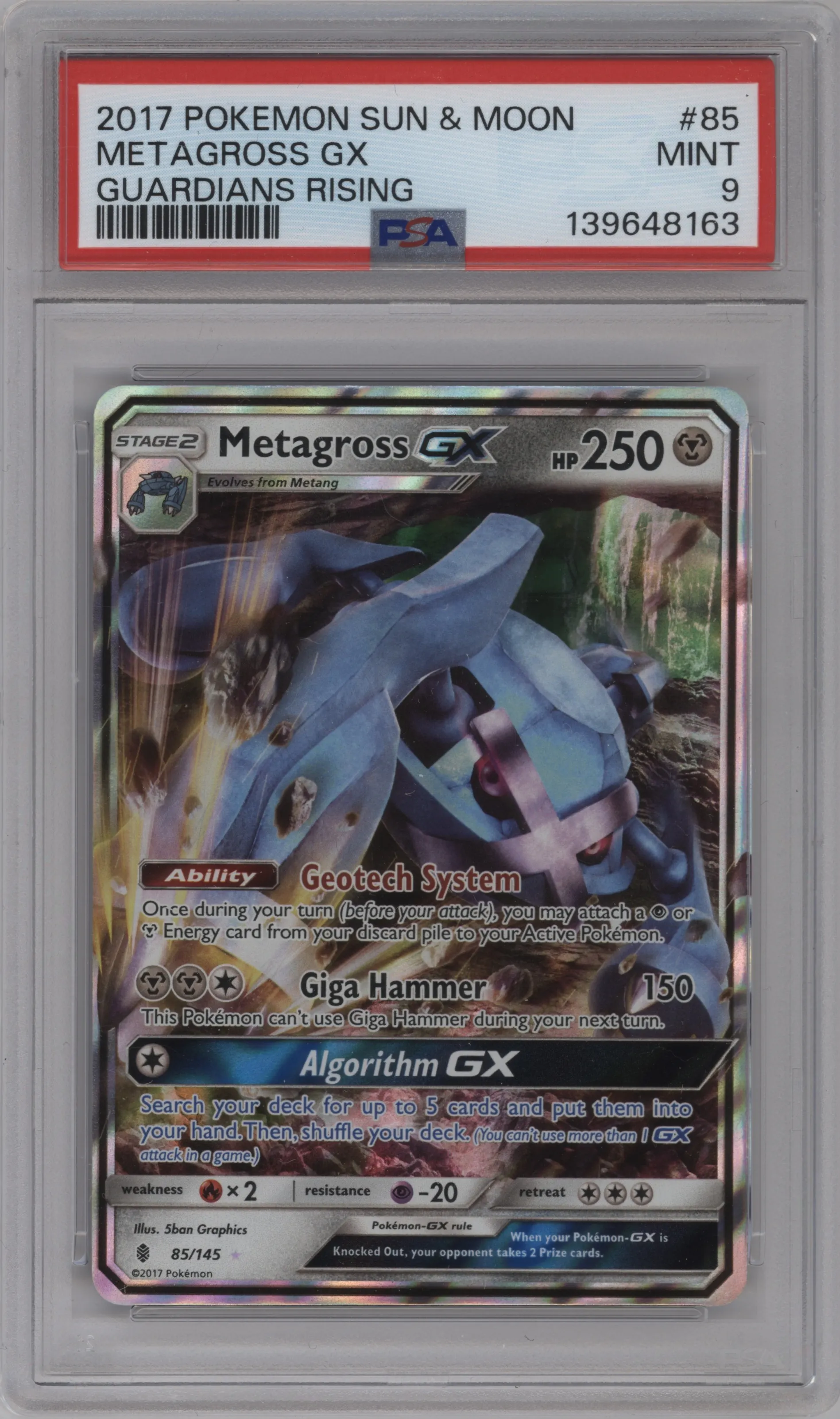 2017 Pokemon S&M Guardians Rising Metagross GX PSA 9