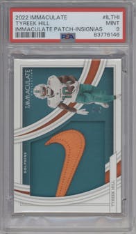 Tyreek Hill from the 2022 Panini Immaculate Collection set graded by PSA and given an overall grade of 9.