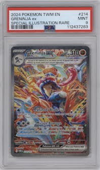 Greninja ex from the 2024 Pokemon SV set graded by PSA and given an overall grade of 9.