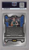 Dirk Nowitzki from the 2023-24 Panini Prizm set featuring a Green Pulsar parallel graded by PSA and given an overall grade of 10.