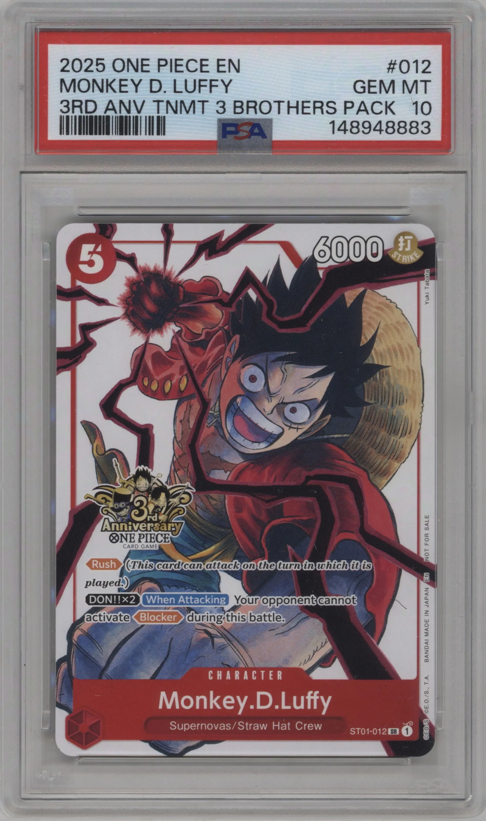 2025 One Piece 3rd Anniversary Event Monkey.D.Luffy PSA 10