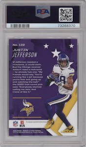 Justin Jefferson from the 2020 Panini Rookies & Stars set graded by PSA and given an overall grade of 10.