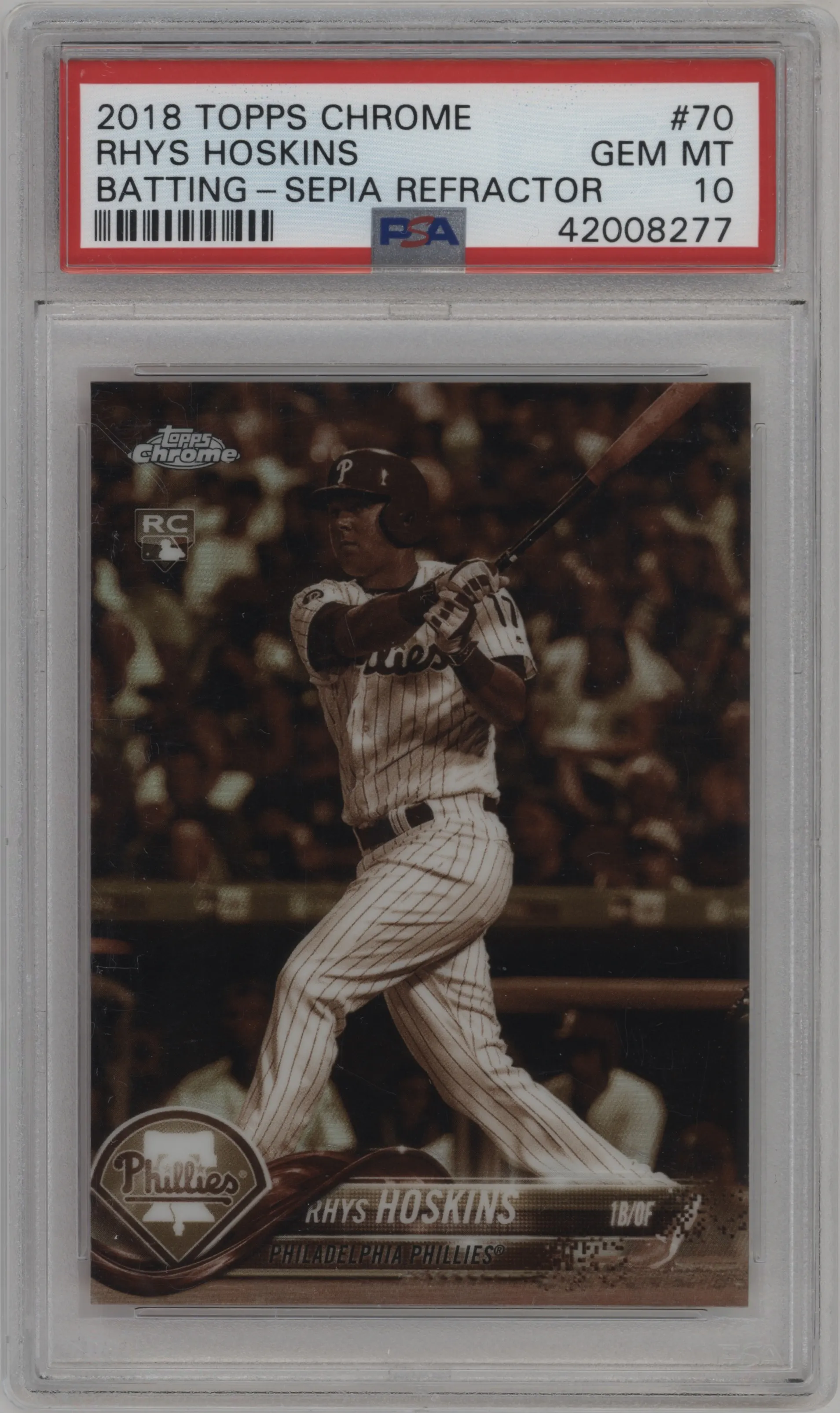 2018 Topps Chrome Rhys Hoskins Sepia Refractor #70 PSA 10