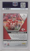 Patrick Mahomes II from the 2020 Panini Mosaic set featuring a Green Mosaic parallel graded by PSA and given an overall grade of 10.
