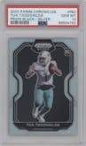 Tua Tagovailoa from the 2020 Panini Chronicles set featuring a Silver parallel graded by PSA and given an overall grade of 10.
