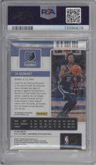 Ja Morant from the 2021-22 Panini Contenders Optic set featuring a Gold parallel graded by PSA and given an overall grade of 9.
