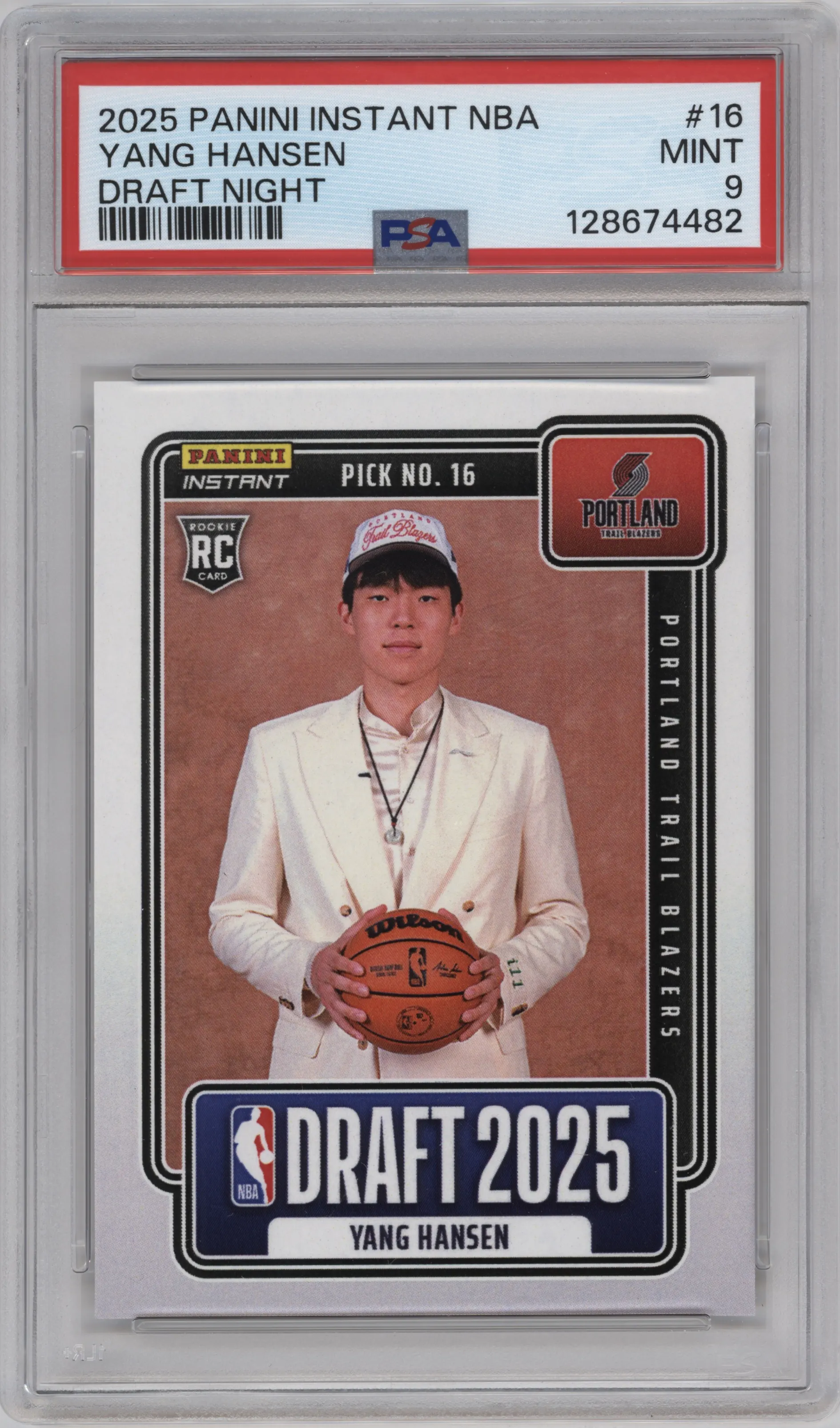 2025 Panini Instant Draft Night Yang Hansen PSA 9