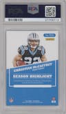 Christian McCaffrey from the 2017 Panini National Convention set featuring a Rapture parallel graded by PSA and given an overall grade of 10.