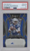 Anthony Richardson from the 2023 Panini Select set featuring a Blue Prizm parallel graded by PSA and given an overall grade of 10.