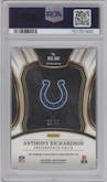 Anthony Richardson from the 2023 Panini Select set featuring a Blue Prizm parallel graded by PSA and given an overall grade of 10.