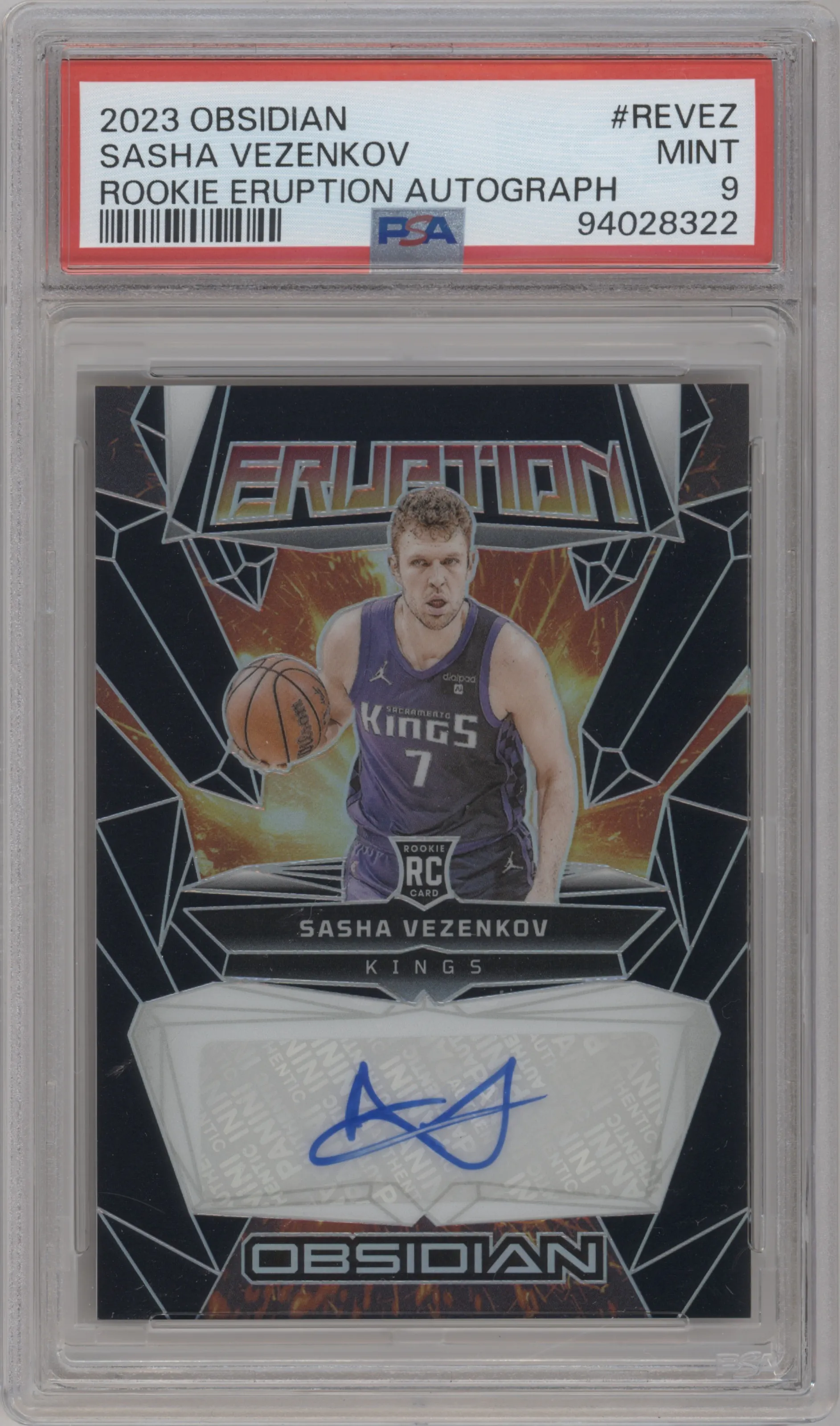 2023 Panini Obsidian Rke.Erptn.Auto Sasha Vezenkov PSA 9