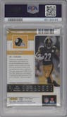 Najee Harris from the 2021 Panini Contenders Optic set featuring a Purple Pulsar parallel graded by PSA and given an overall grade of 9.