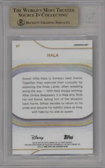 Nala from the 2025 Topps Chrome Disney set featuring a Superfractor parallel graded by Beckett and given an overall grade of 9.5.