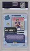 J.J. McCarthy from the 2024 Donruss set graded by PSA and given an overall grade of 10.