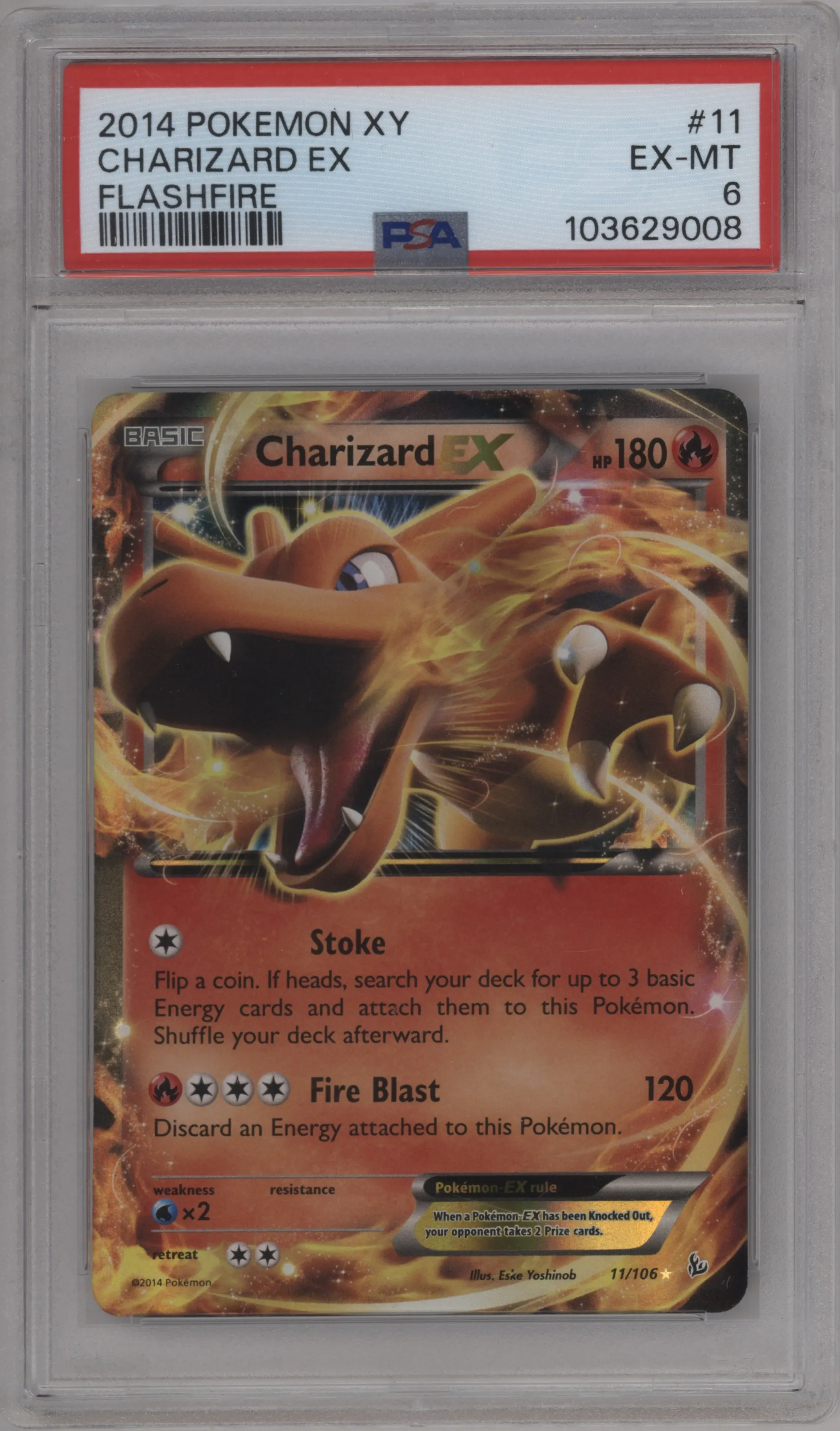 2014 Pokemon XY XY Flashfire Charizard EX PSA 6