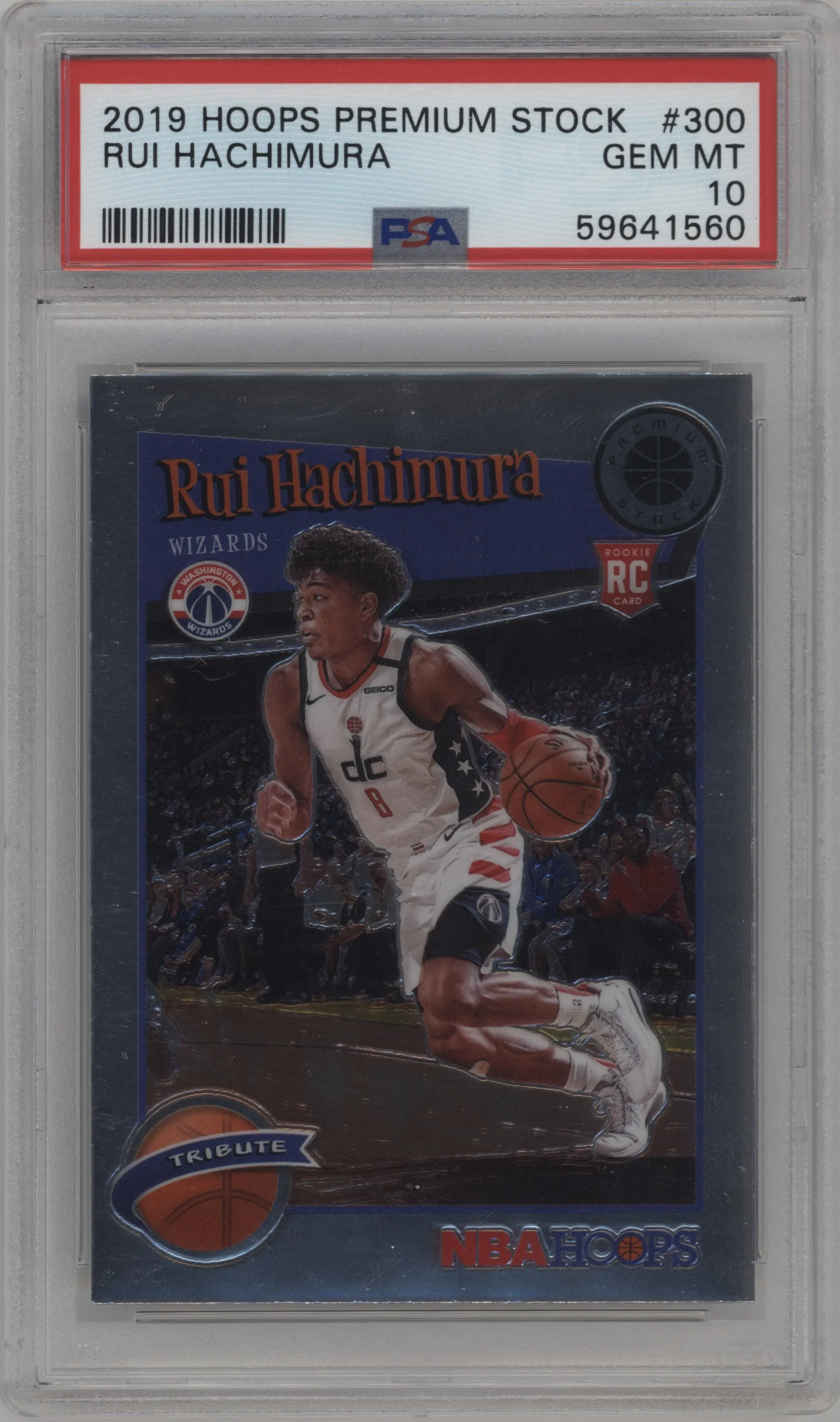 2019 Panini Hoops Premium Stock Tribute Rui Hachimura #300 PSA 10