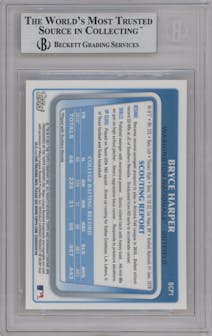 Bryce Harper from the 2011 Bowman set graded by Beckett and given an overall grade of 9.