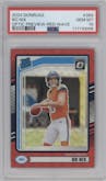 Bo Nix from the 2024 Donruss set featuring a Red Wave parallel graded by PSA and given an overall grade of 10.