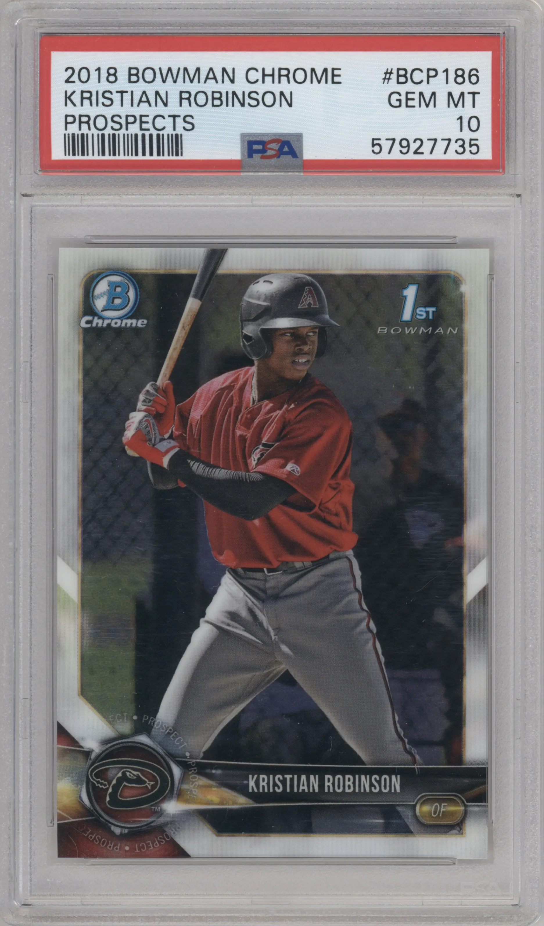 2018 Bowman Chrome Prospect Kristian Robinson #BCP186 PSA 10