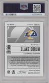 Blake Corum from the 2024 Panini Prizm set graded by PSA and given an overall grade of 10.