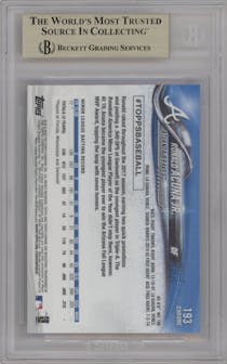 Ronald Acuna Jr. from the 2018 Topps Chrome set graded by Beckett and given an overall grade of 10.