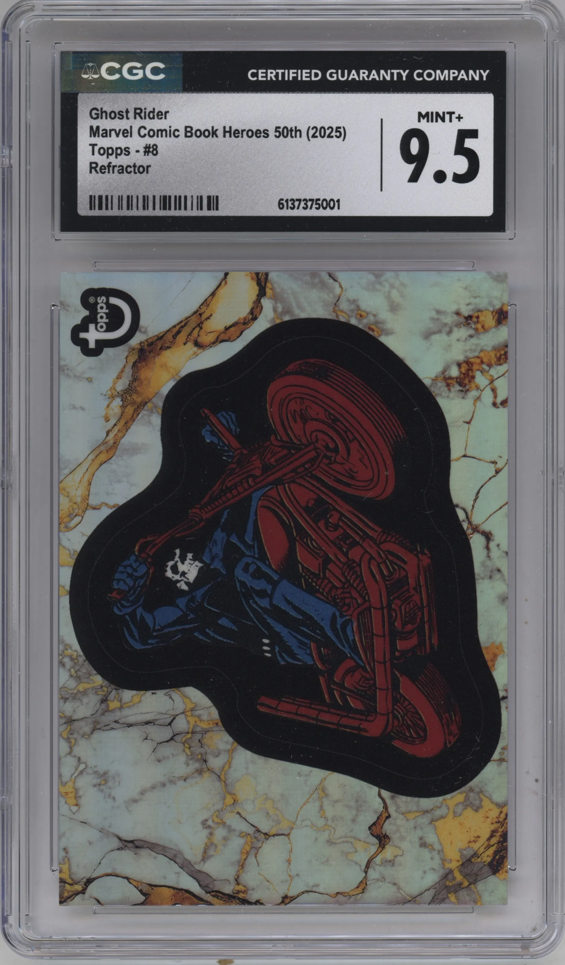 2025 Topps Marvel Comic Book Heroes 1975 Golden Anniversary Ghost Rider Refractor CGC 9.5