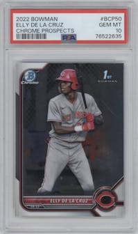 Elly De La Cruz from the 2022 Bowman set graded by PSA and given an overall grade of 10.