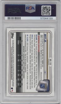Bobby Witt Jr. from the 2020 Bowman Draft set featuring a Refractor parallel graded by PSA and given an overall grade of 9.