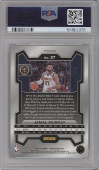Jamal Murray from the 2023-24 Panini Prizm set featuring a Choice Green parallel graded by PSA and given an overall grade of 9.