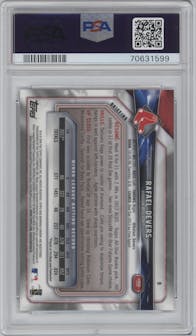 Rafael Devers from the 2018 Bowman Chrome set graded by PSA and given an overall grade of 10.