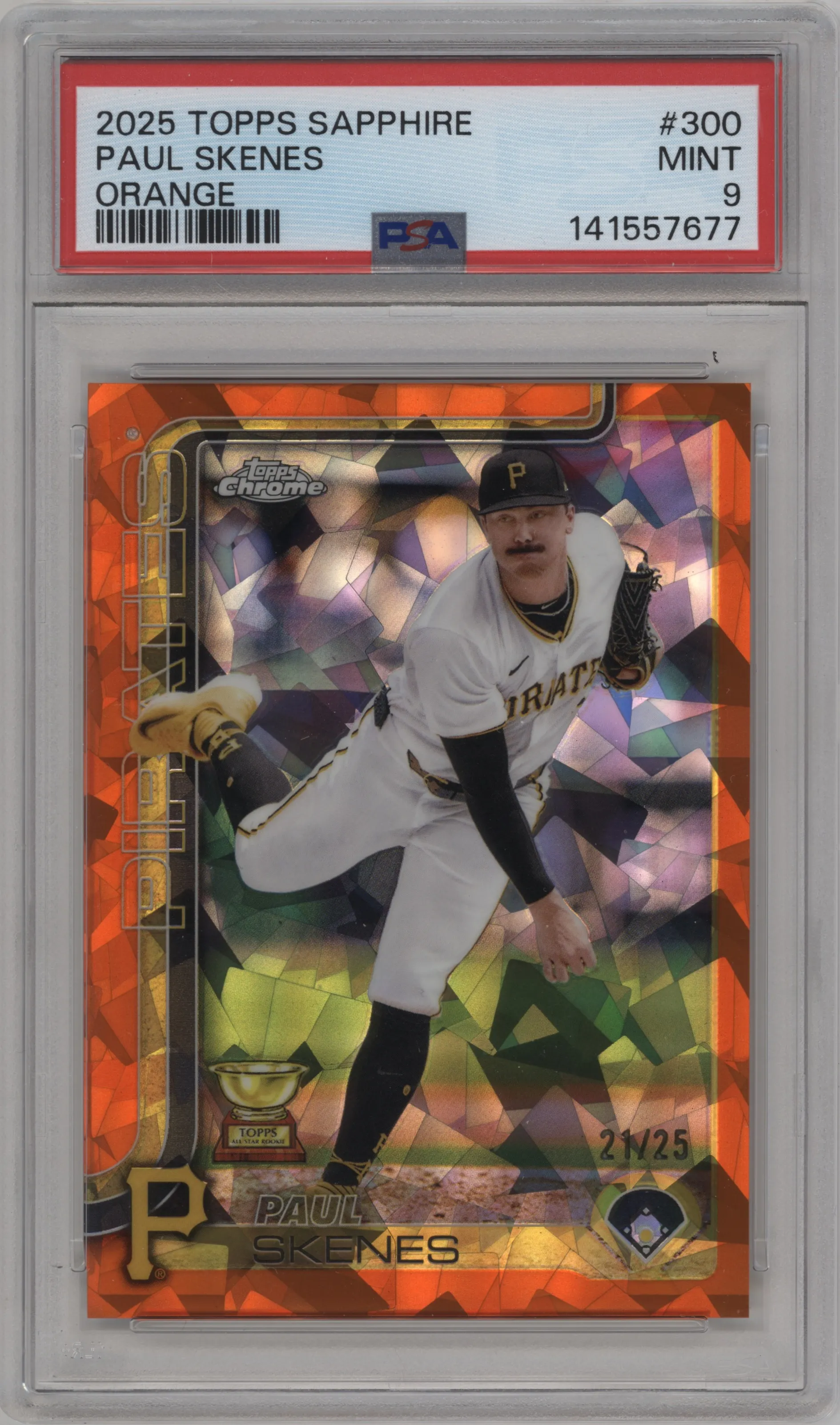 2025 Topps Chrome Sapphire Edition Paul Skenes Orange #300 PSA 9