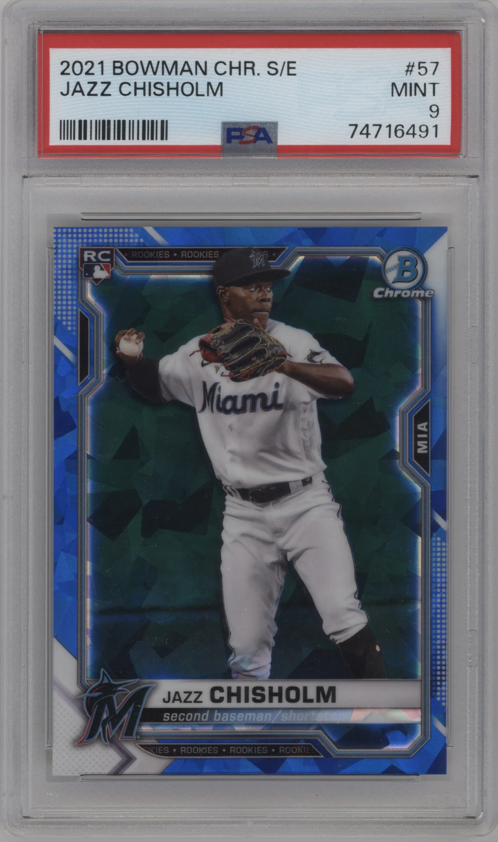 2021 Bowman Chrome Sapphire Jazz Chisholm PSA 9