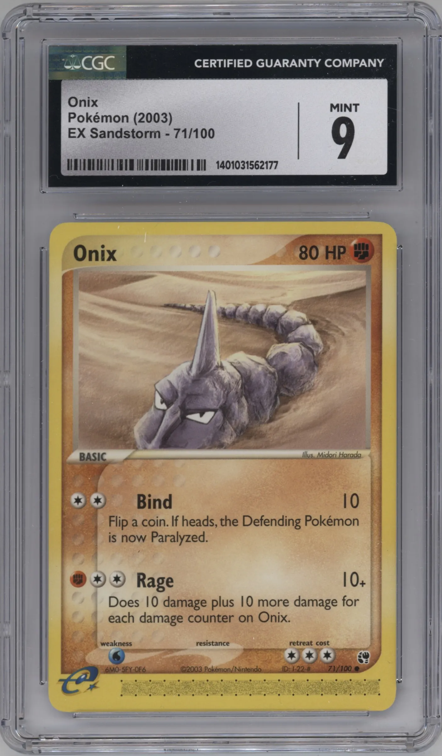 2003 Pokemon EX Sandstorm Onix CGC 9