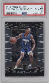 Shai Gilgeous-Alexander from the 2018-19 Panini Select  set graded by PSA and given an overall grade of 10.