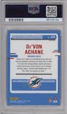 De'Von Achane from the 2023 Donruss Optic set featuring a Blue Scope parallel graded by PSA and given an overall grade of 10.