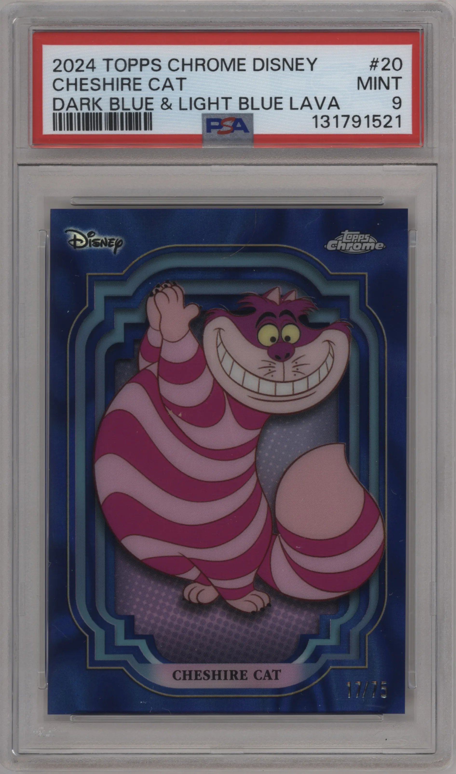 2024 Topps Chrome Disney Cheshire Cat Dark Blue and Light Blue Lava #20 PSA 9