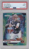 Joe Burrow from the 2024 Panini Prizm set featuring a Hyper parallel graded by PSA and given an overall grade of 9.