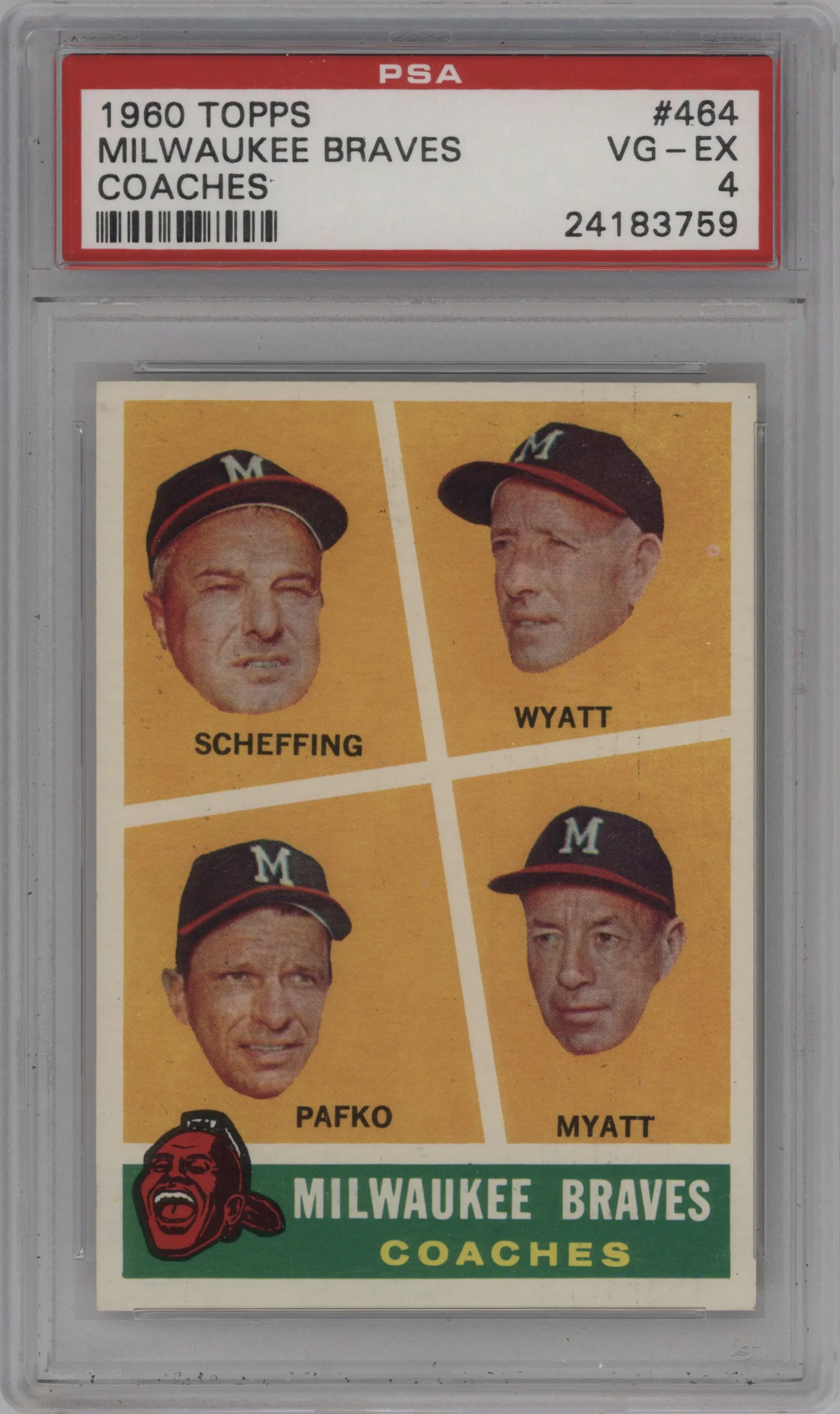 1960 Topps George Myatt/Andy Pafko/Bob Scheffing/Whitlow Wyatt #464 PSA 4